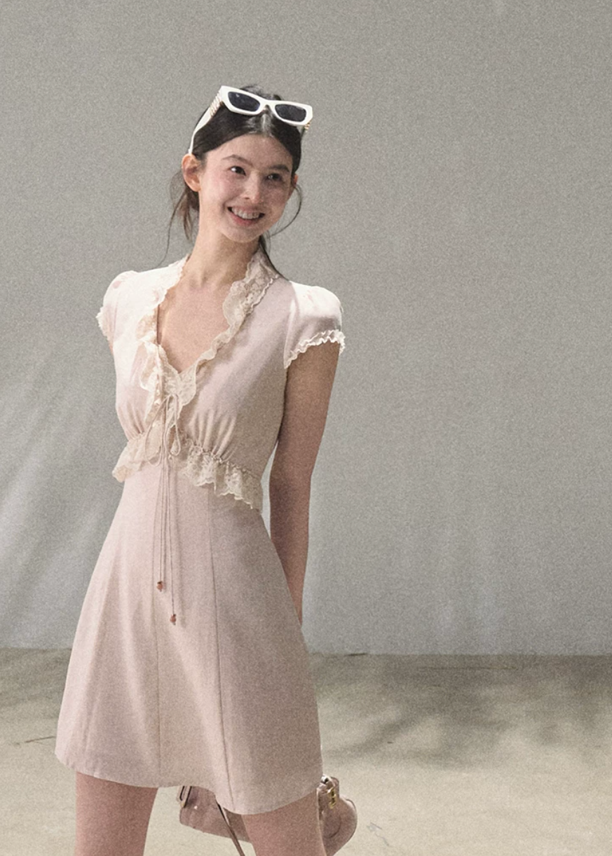 18:59 in Paris Lace-Up Resort Dress