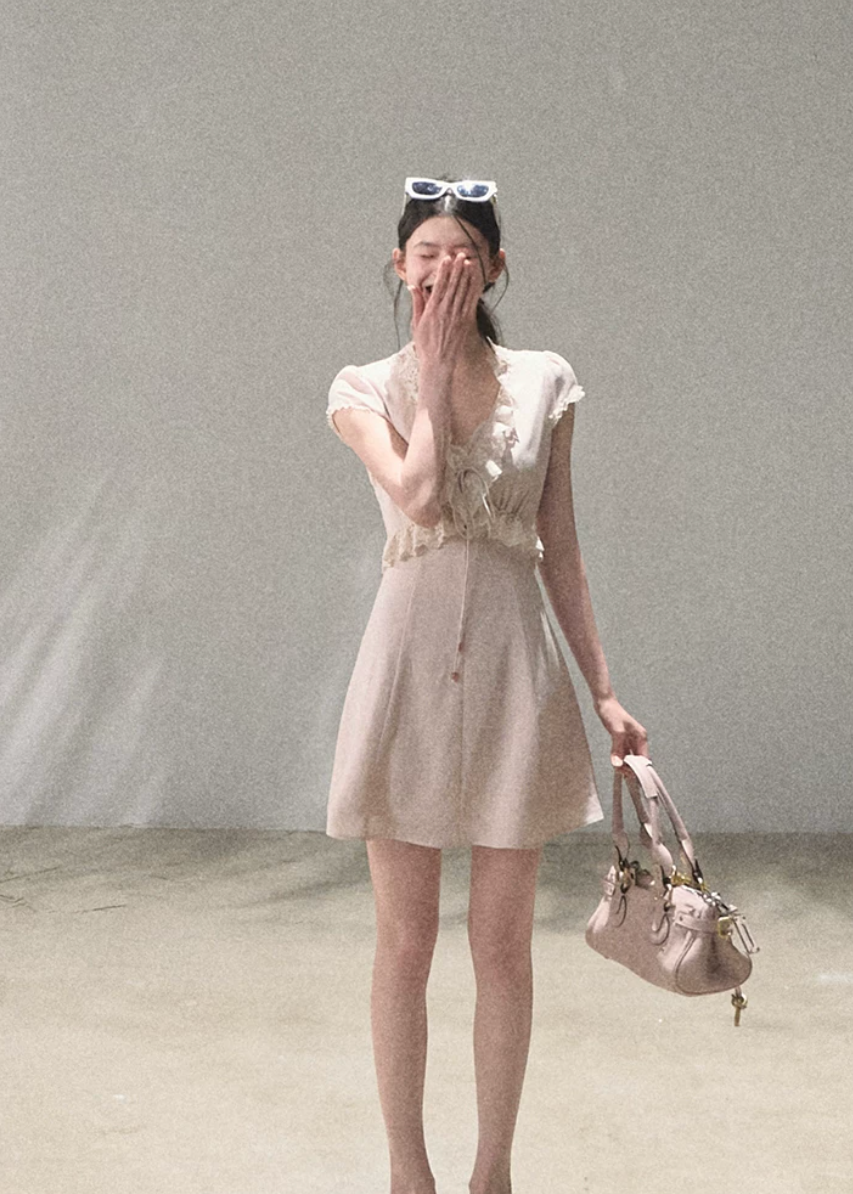 18:59 in Paris Lace-Up Resort Dress