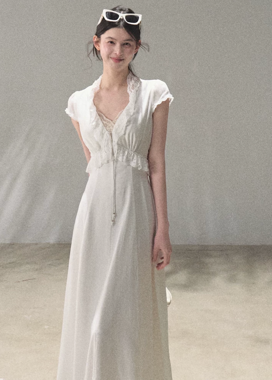 18:59 in Paris Lace-Up Resort Dress
