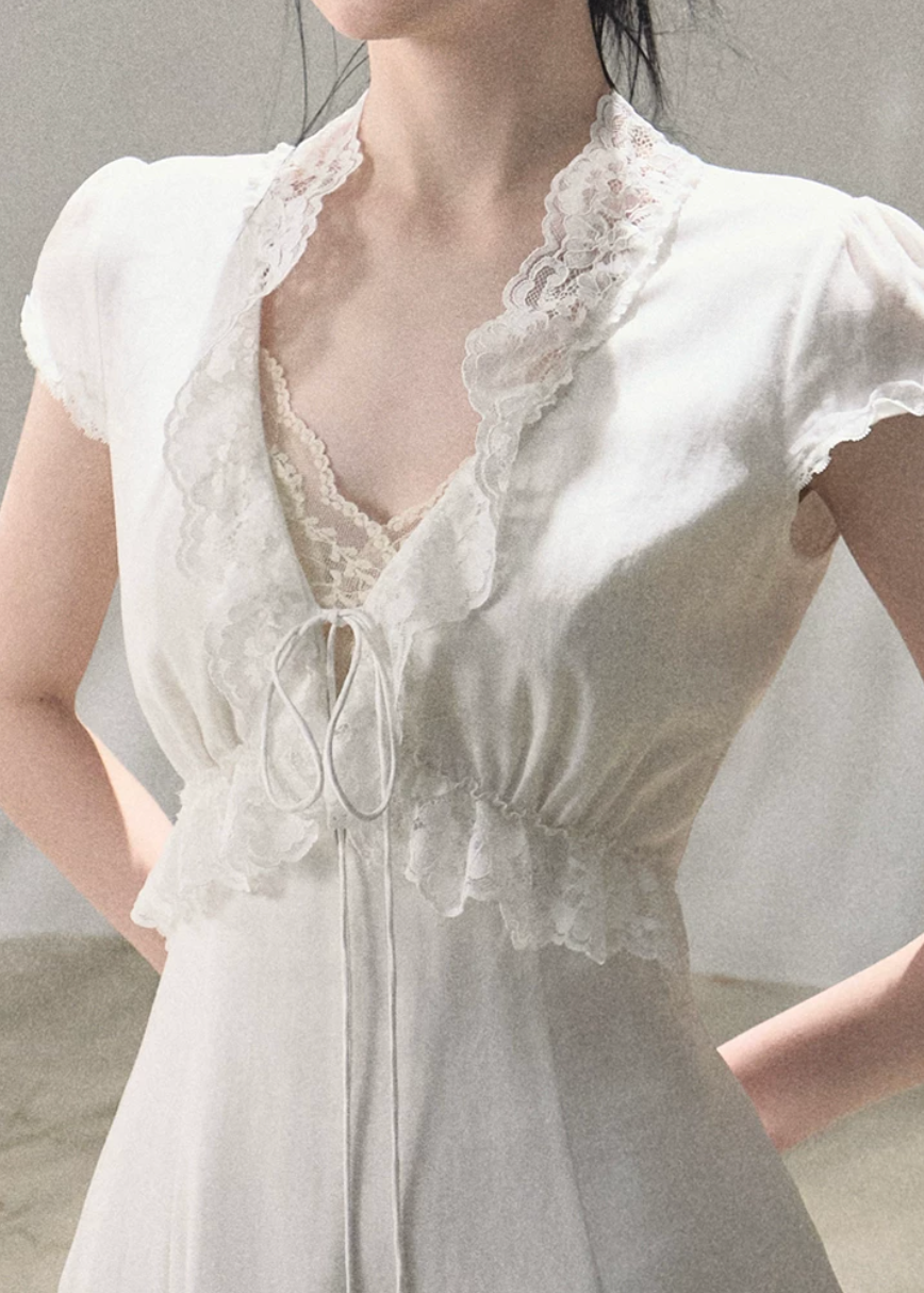 18:59 in Paris Lace-Up Resort Dress