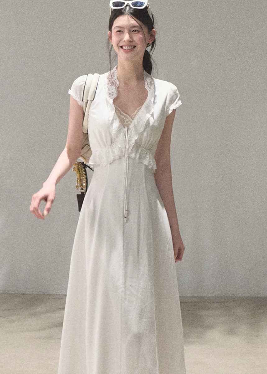 18:59 in Paris Lace-Up Resort Dress