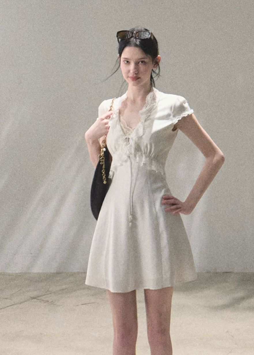 18:59 in Paris Lace-Up Resort Dress