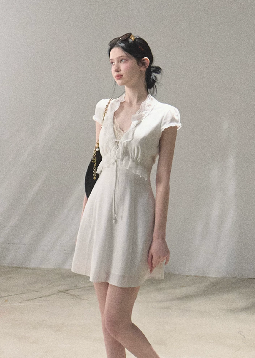 18:59 in Paris Lace-Up Resort Dress
