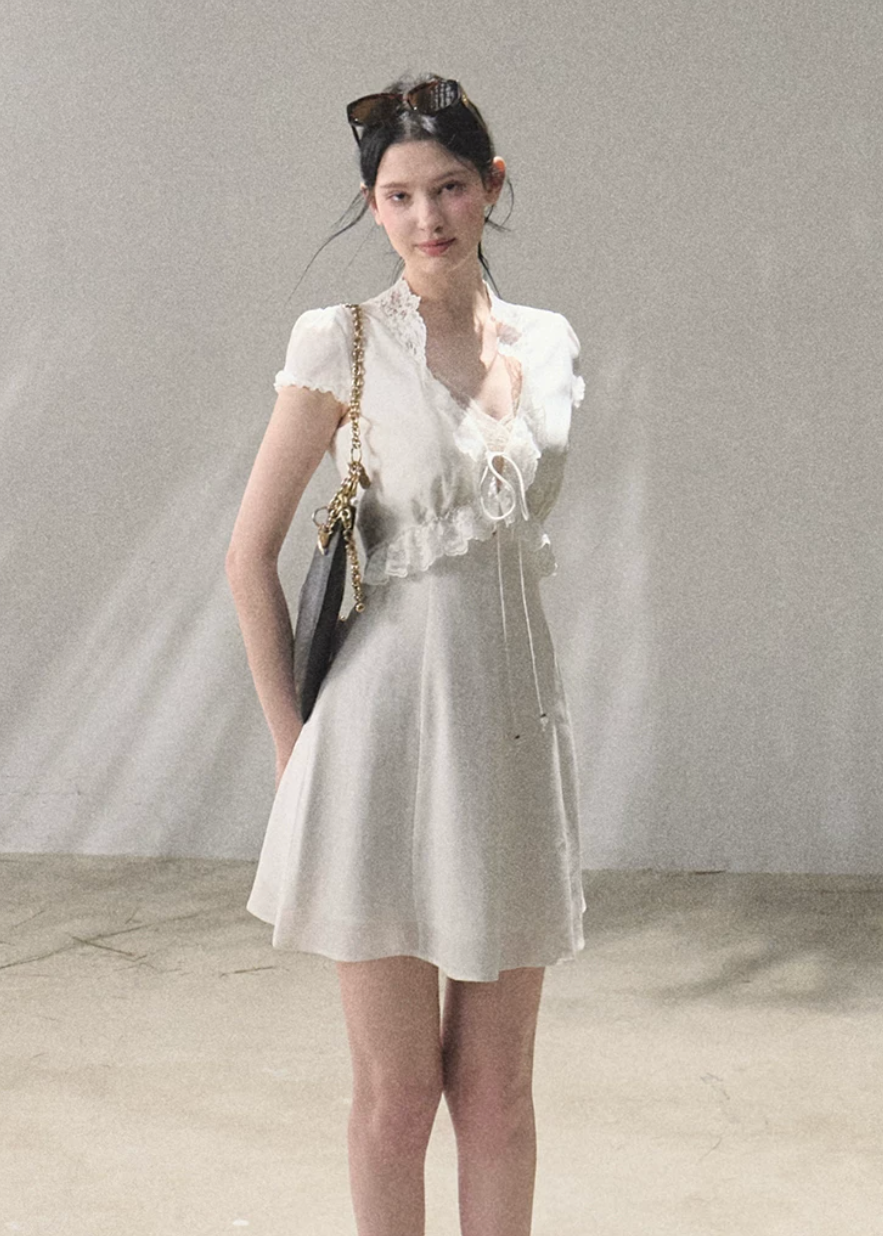 18:59 in Paris Lace-Up Resort Dress