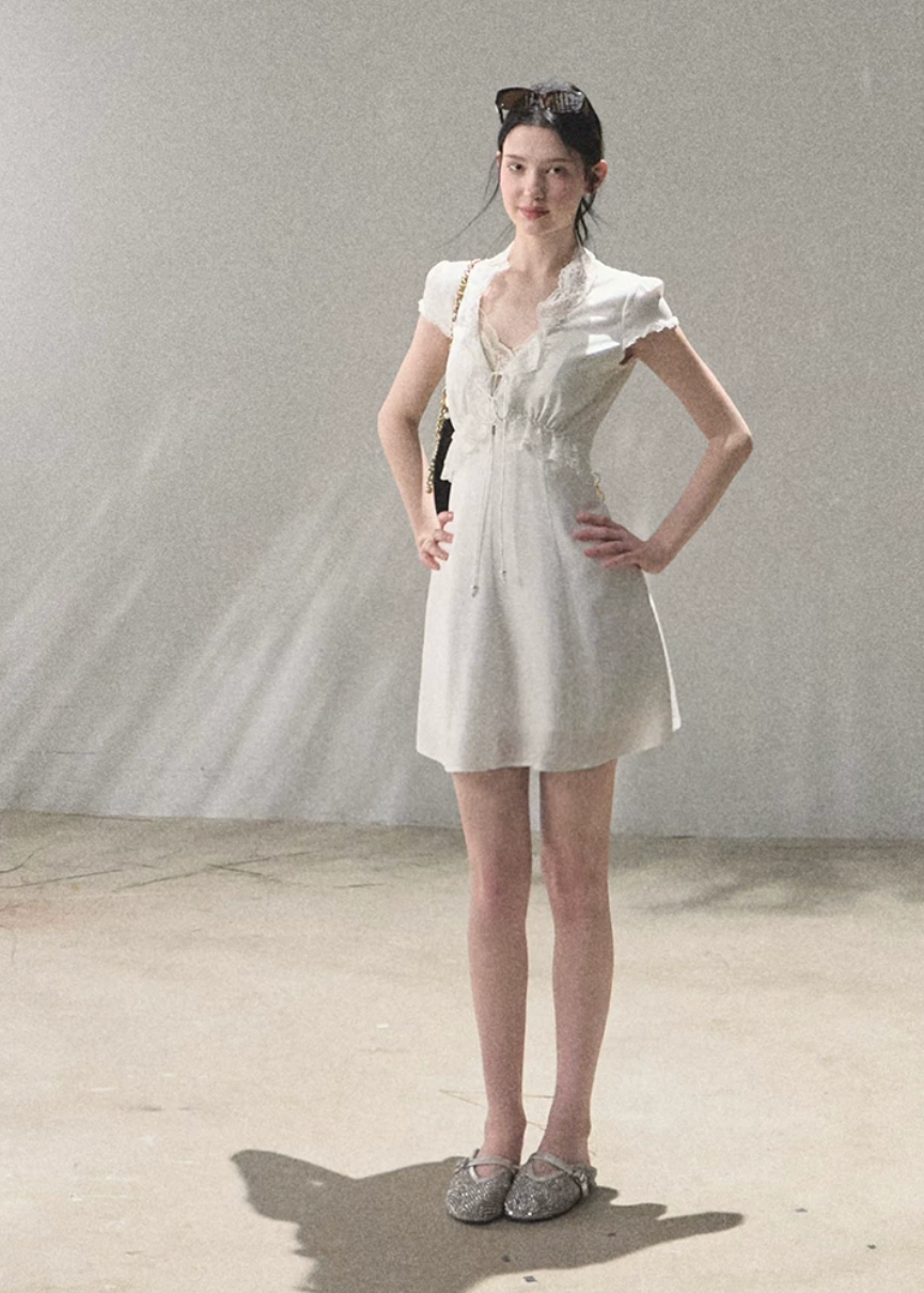 18:59 in Paris Lace-Up Resort Dress