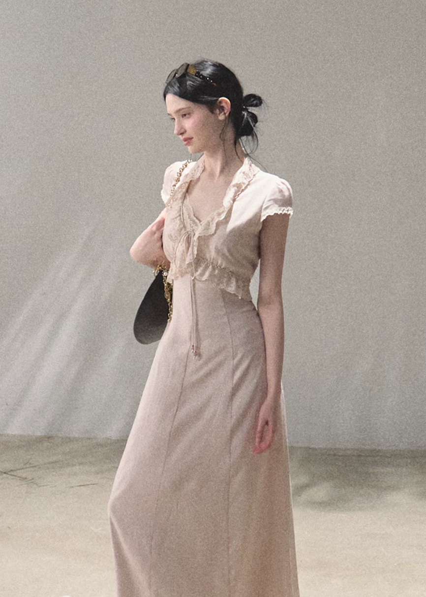 18:59 in Paris Lace-Up Resort Dress