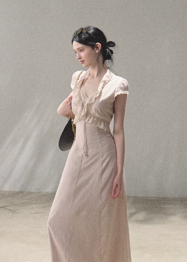 18:59 in Paris Lace-Up Resort Dress Main Image