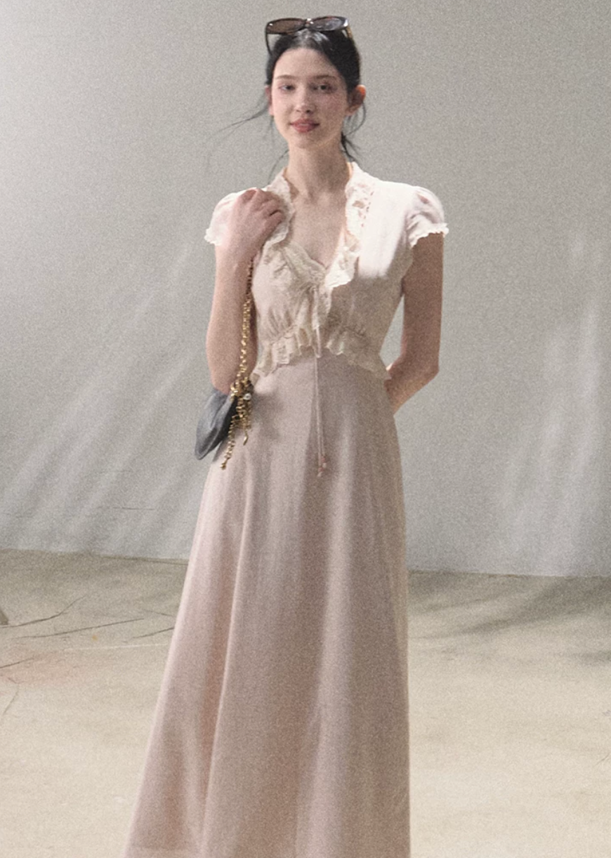 18:59 in Paris Lace-Up Resort Dress