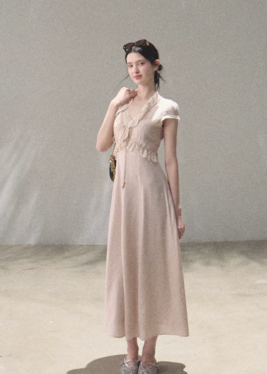 18:59 in Paris Lace-Up Resort Dress