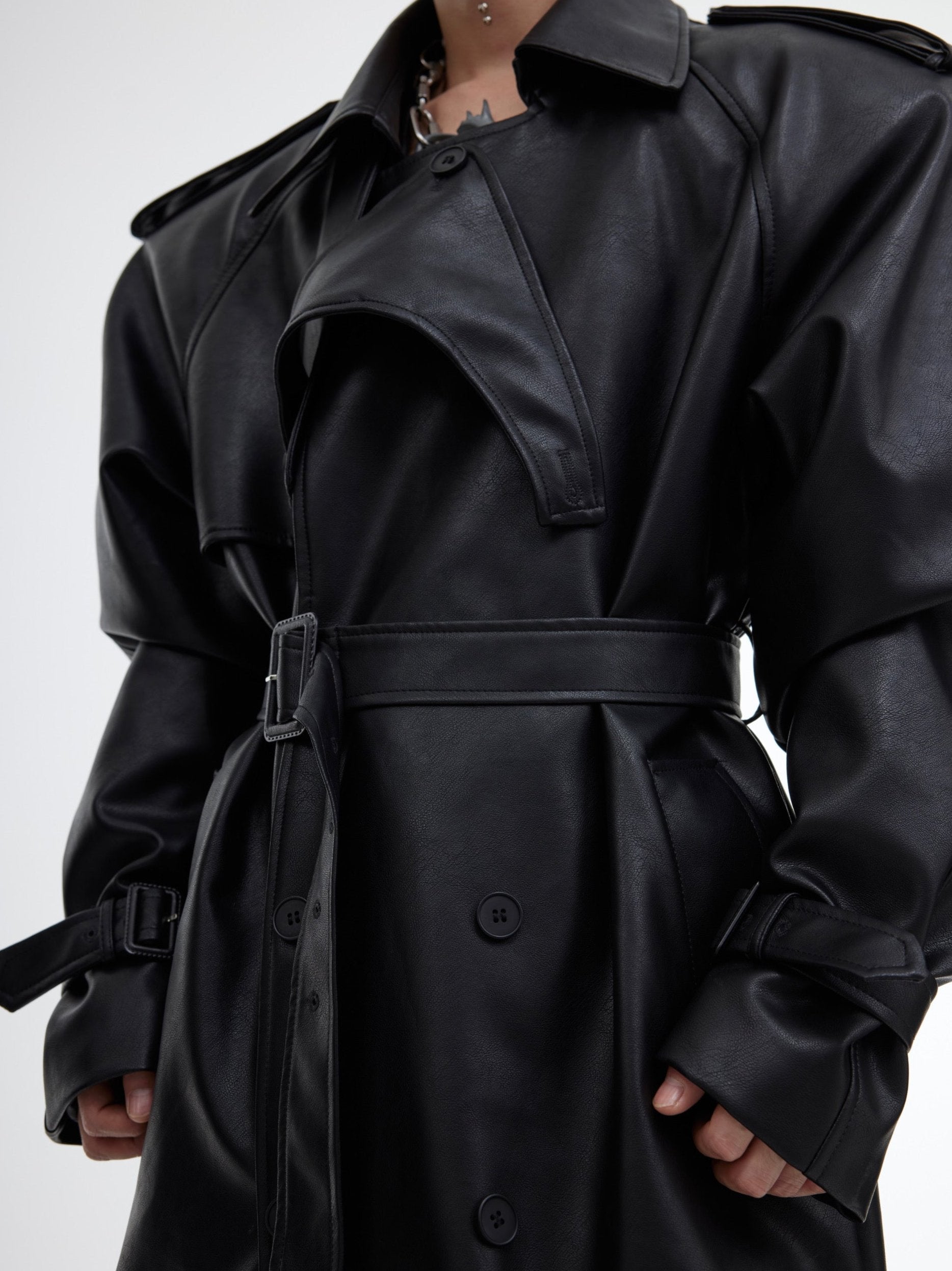【25s Sep.】Deconstructed Silhouette PU Leather Coat