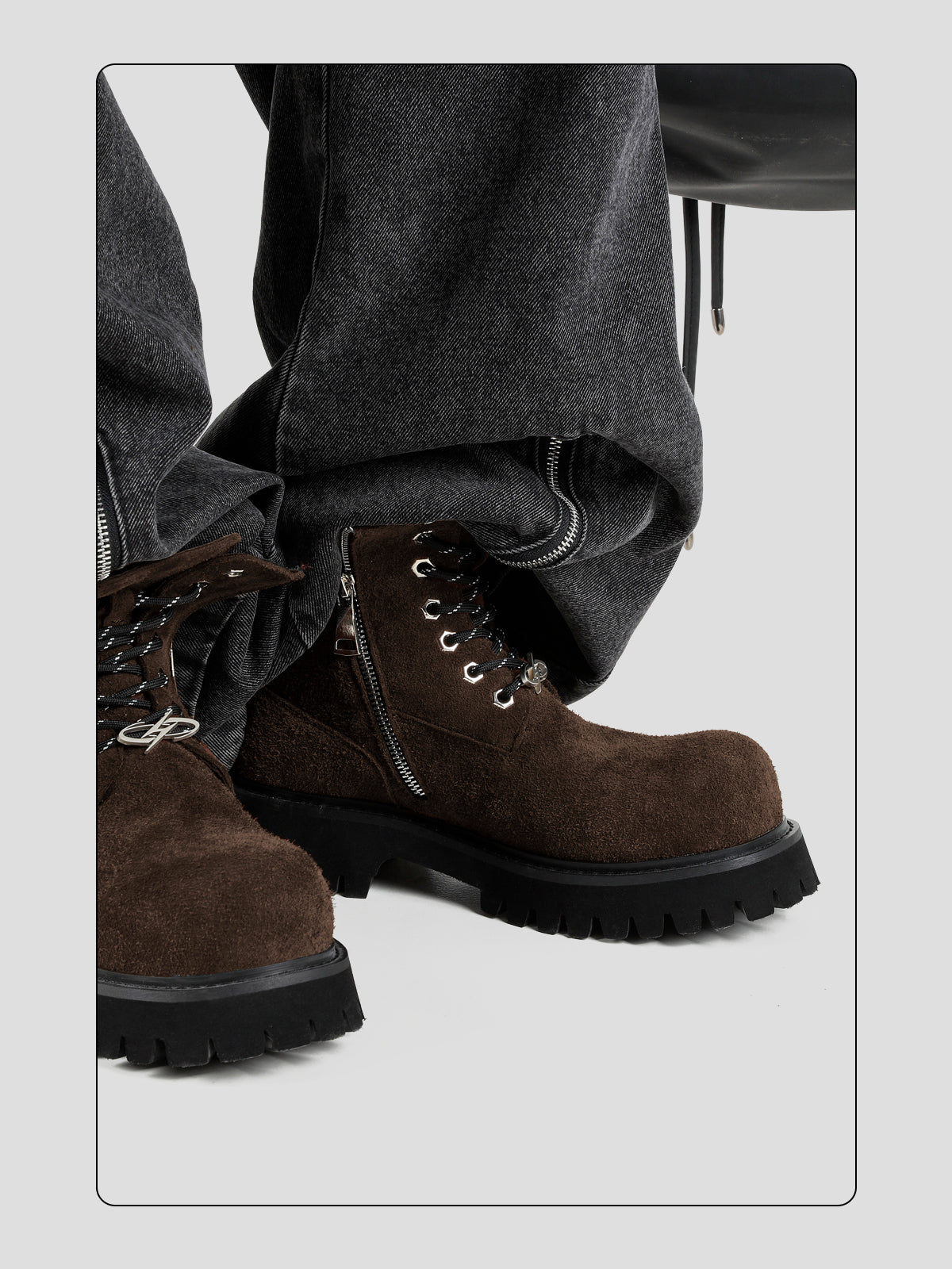 Brown Plush Cowhide Martin Boots