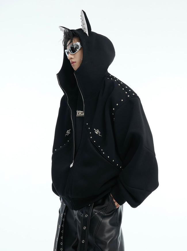 【25s Feb.】Rivet Stitching Doberman Hooded Couple Jacket Main Image