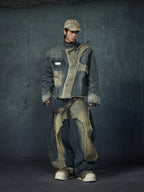 【25s Feb.】Wasteland Style Patchwork Raw Edge Denim Jacket/Pants