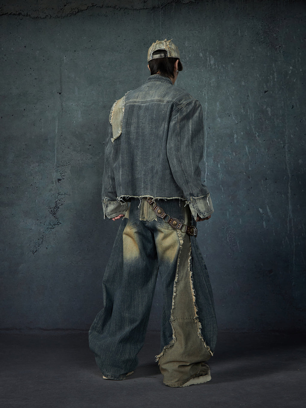 【25s Feb.】Wasteland Style Patchwork Raw Edge Denim Jacket/Pants