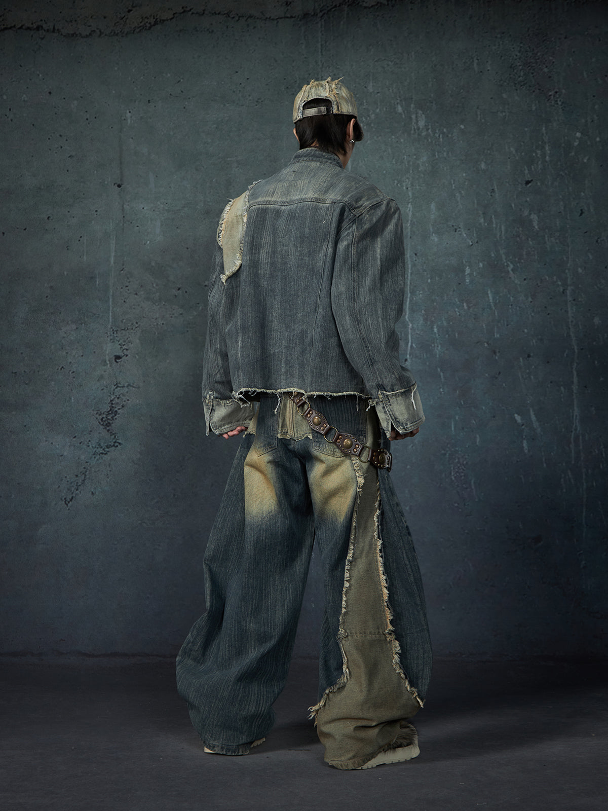【25s Feb.】Wasteland Style Patchwork Raw Edge Denim Jacket/Pants