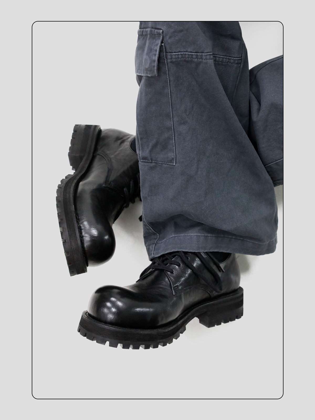Washed Leather Thick-soled Round-toe Derby Shoes