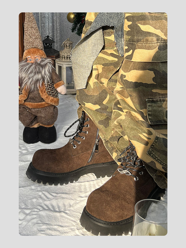 Brown Plush Cowhide Martin Boots Main Image
