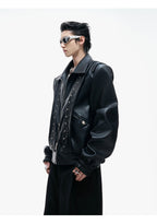 【25s Aug.】Embroidered Cropped Leather Jacket
