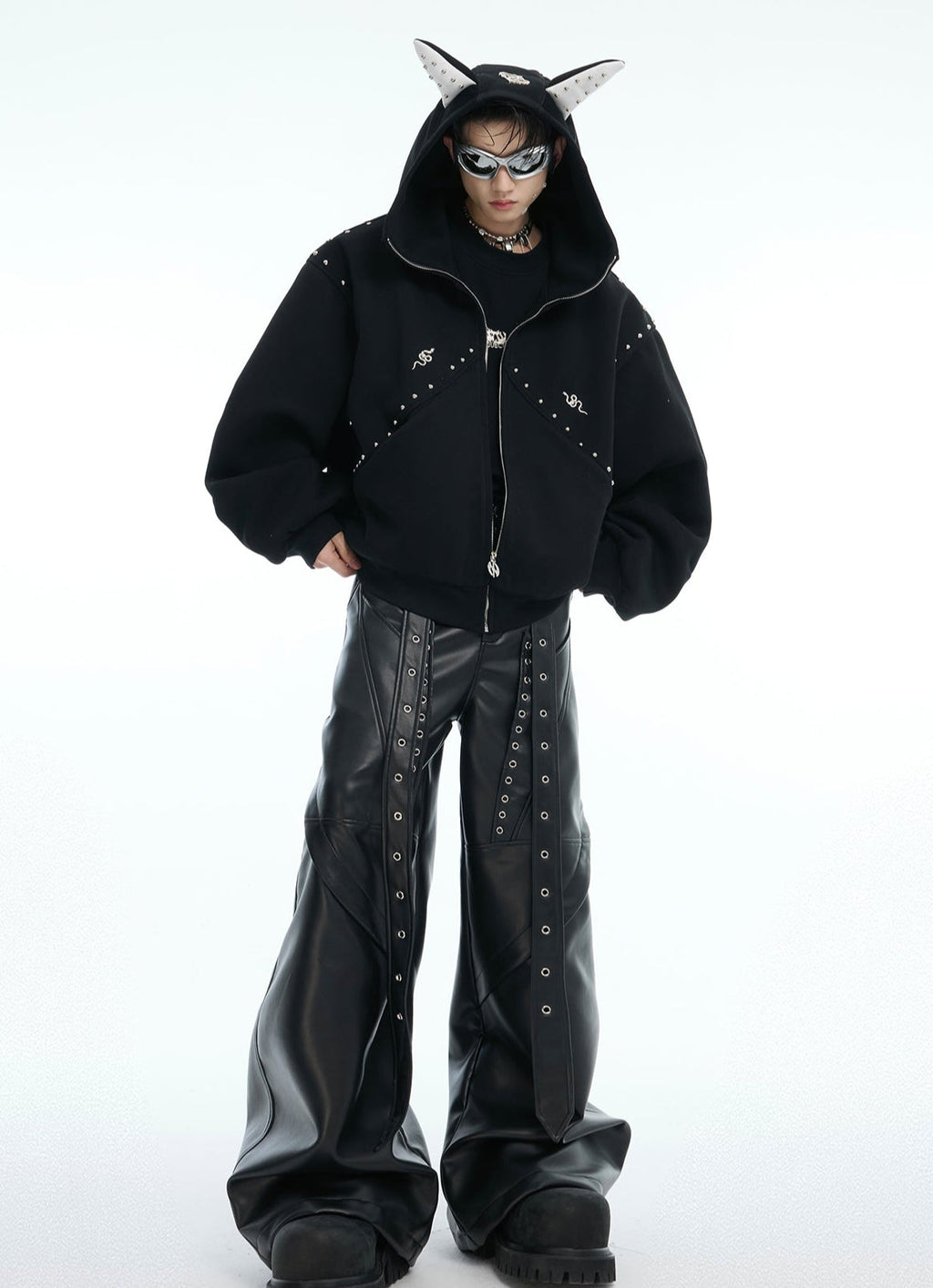 【25s Feb.】Rivet Stitching Doberman Hooded Couple Jacket