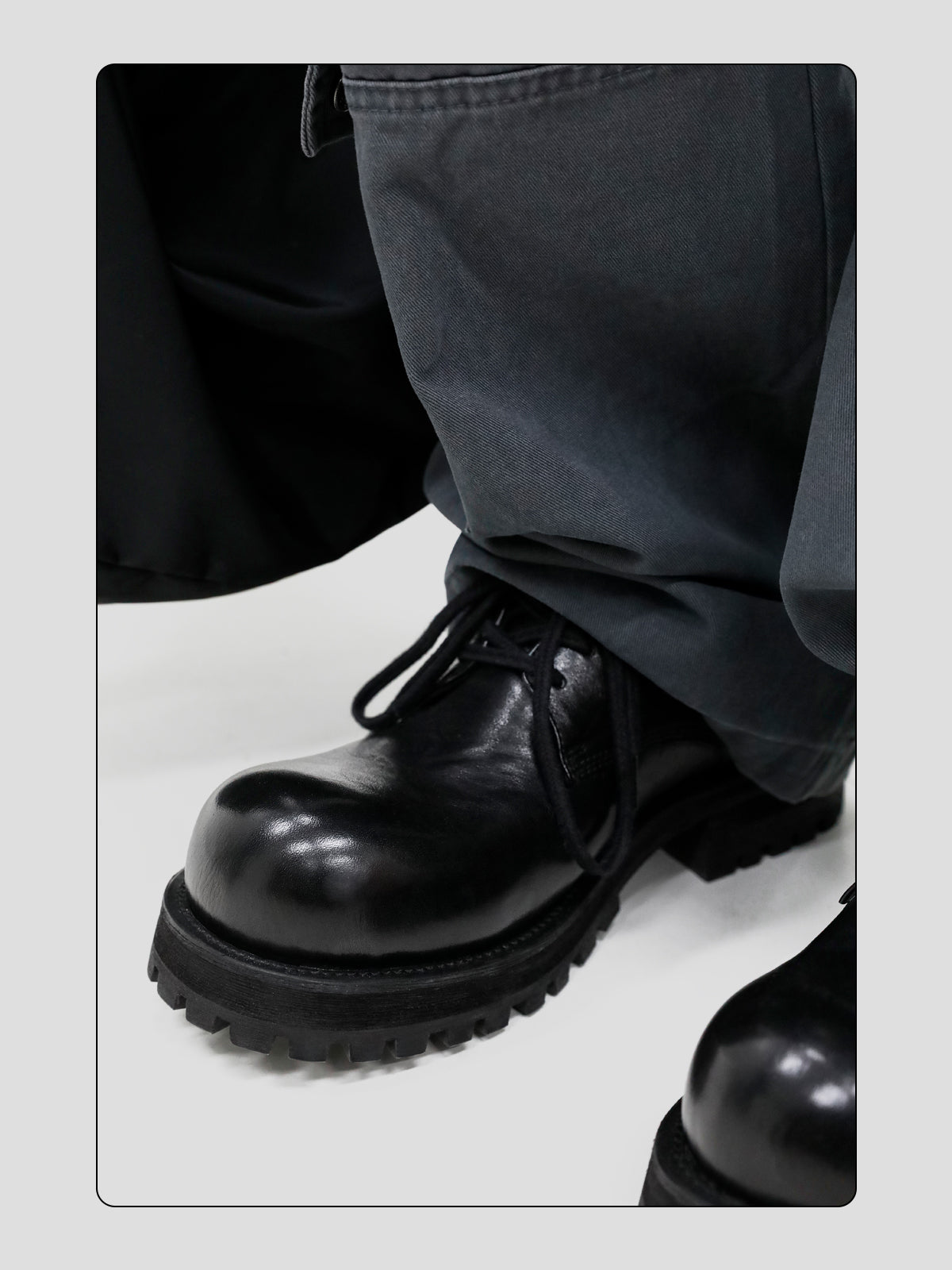 Washed Leather Thick-soled Round-toe Derby Shoes