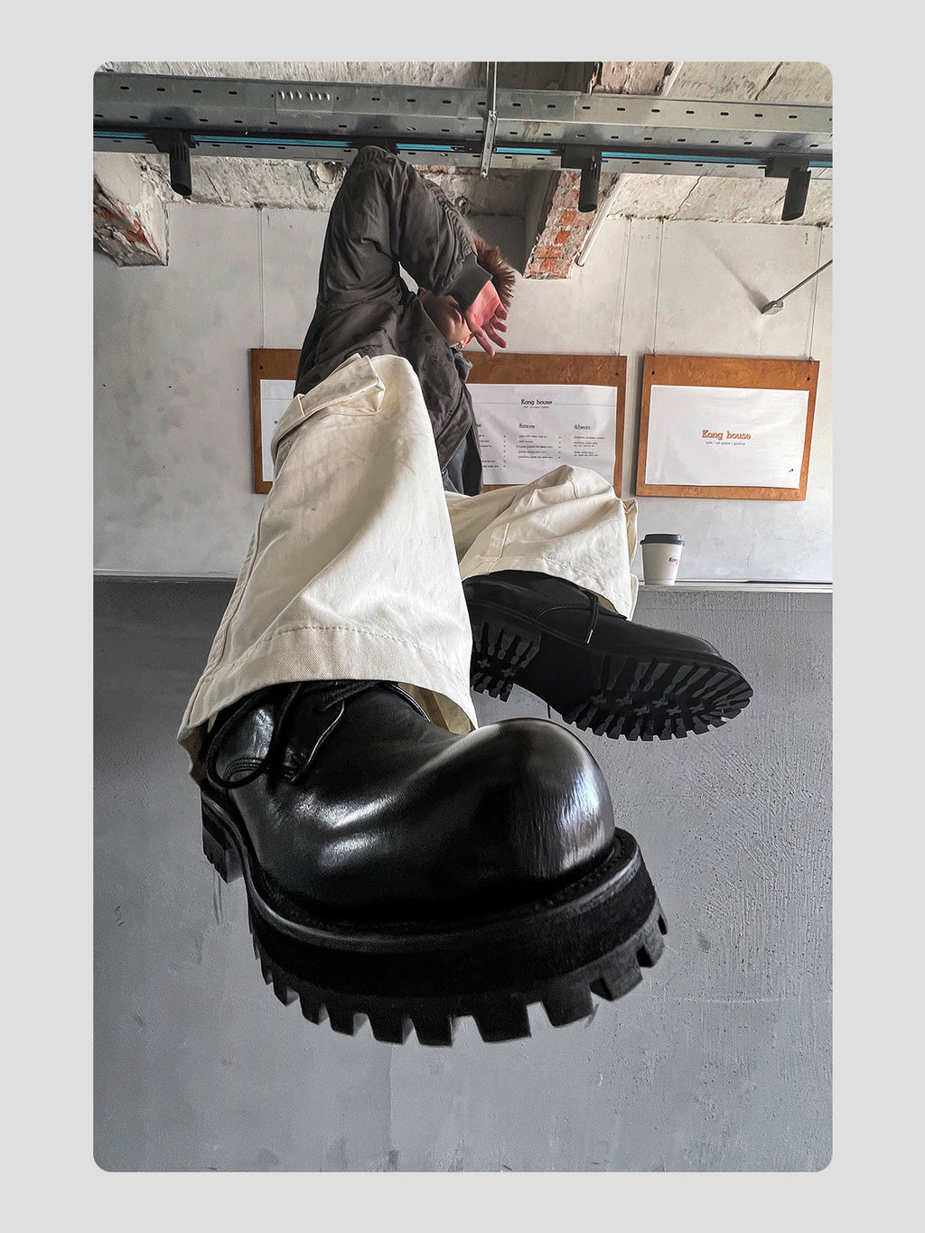 Washed Leather Thick-soled Round-toe Derby Shoes