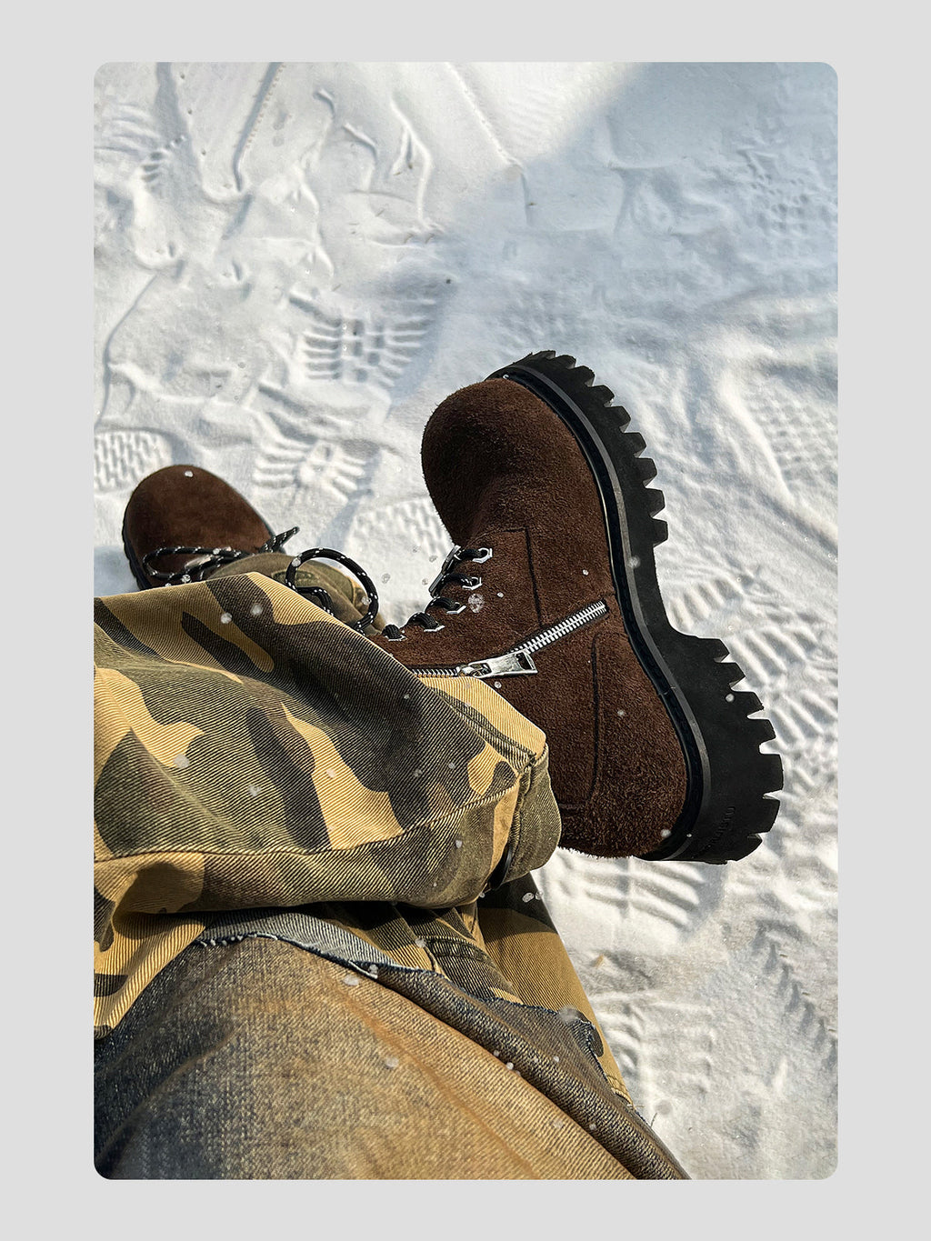 Brown Plush Cowhide Martin Boots