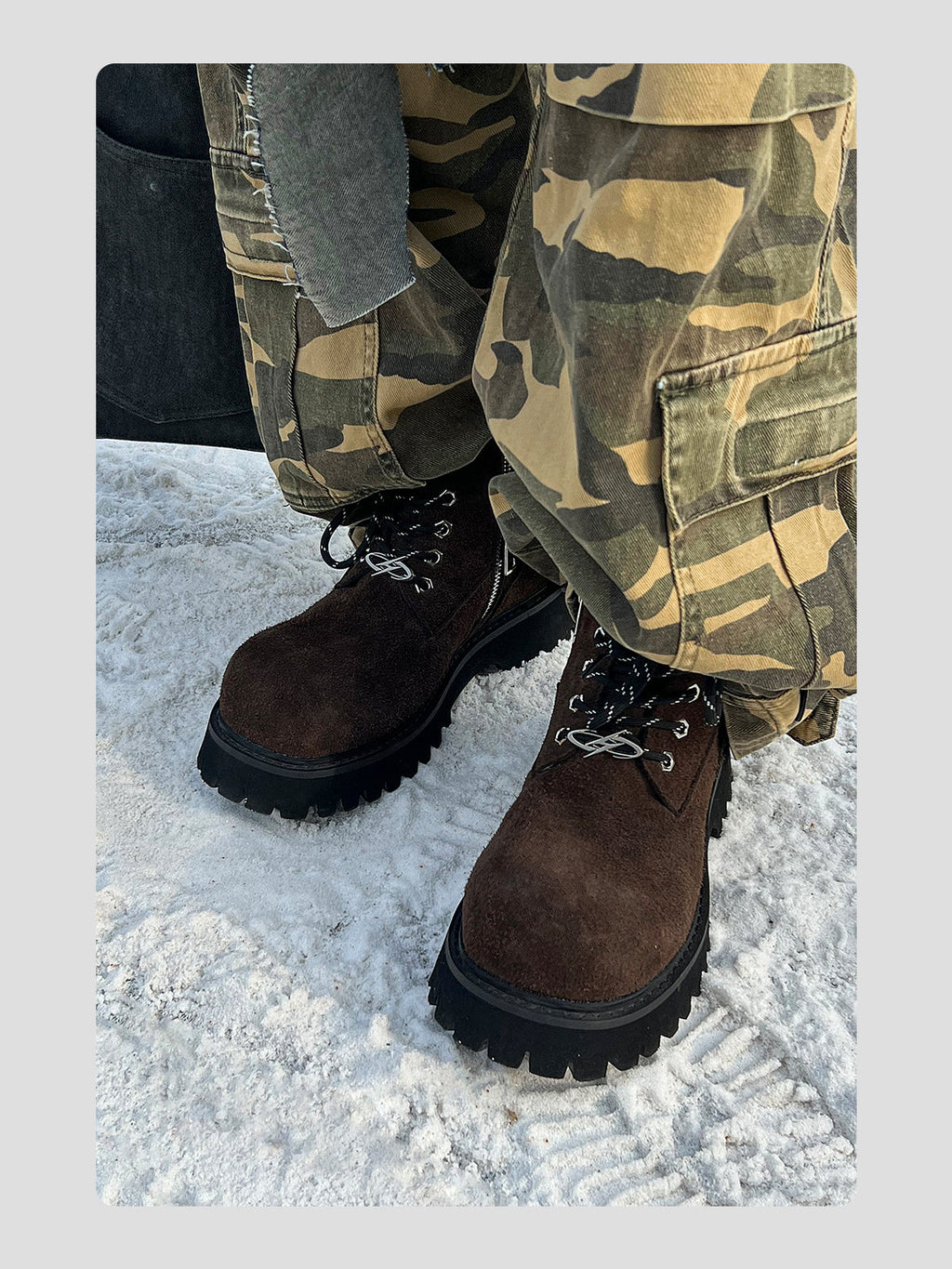 Brown Plush Cowhide Martin Boots