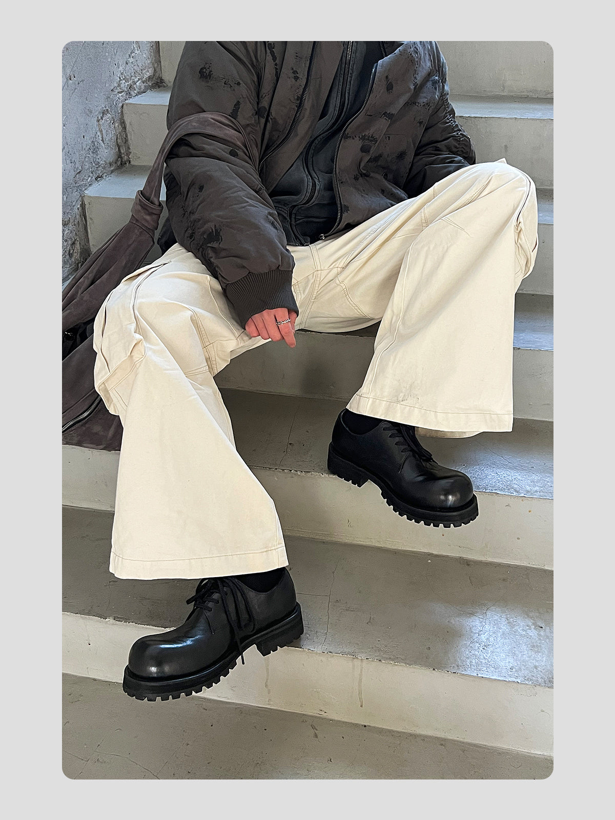 Washed Leather Thick-soled Round-toe Derby Shoes