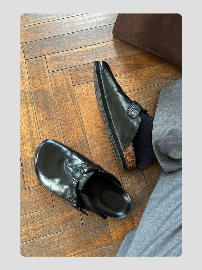 "Bullet Hole" Washed Horse Leather Birkenstock Slippers Hover Image