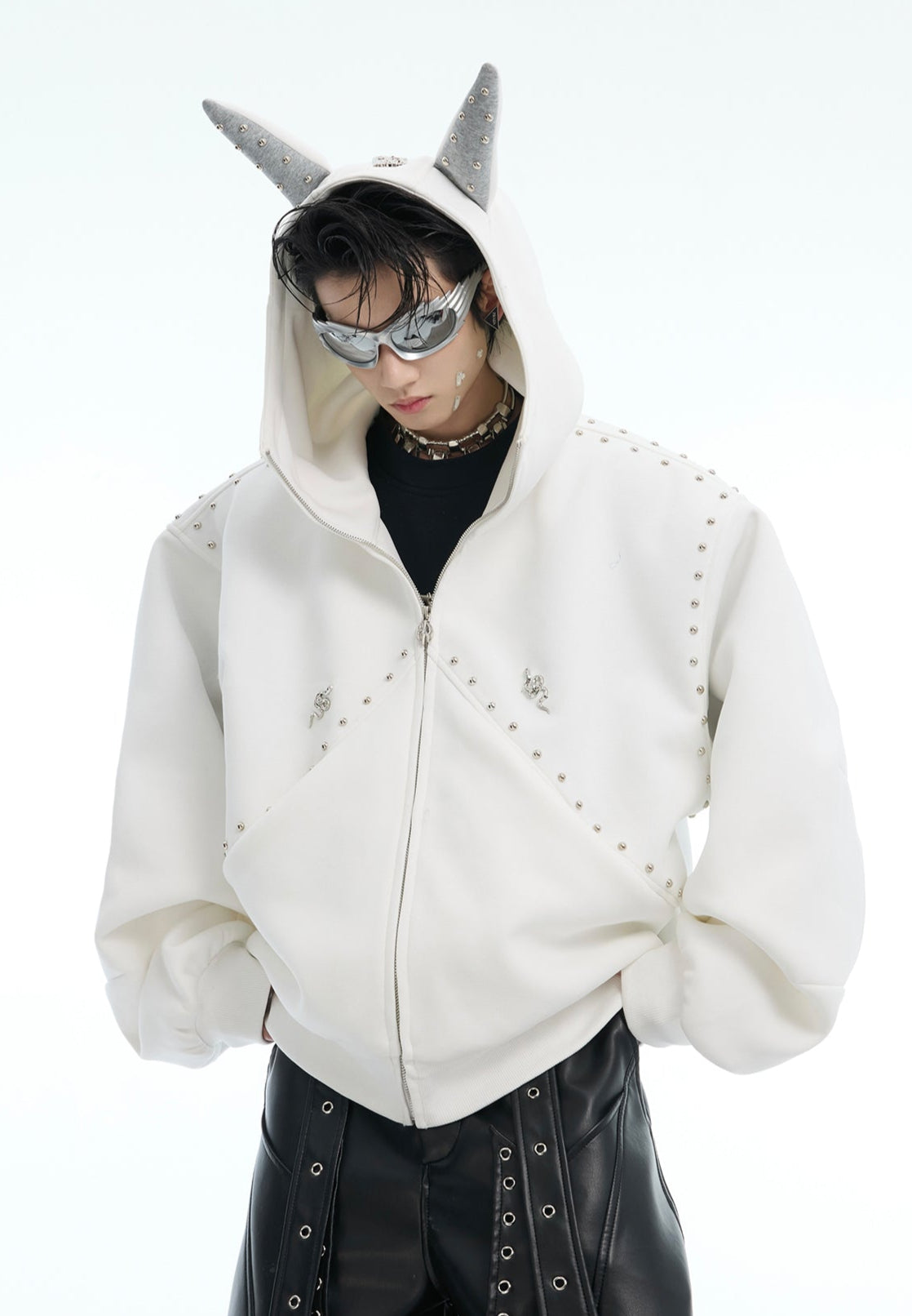 【25s Feb.】Rivet Stitching Doberman Hooded Couple Jacket