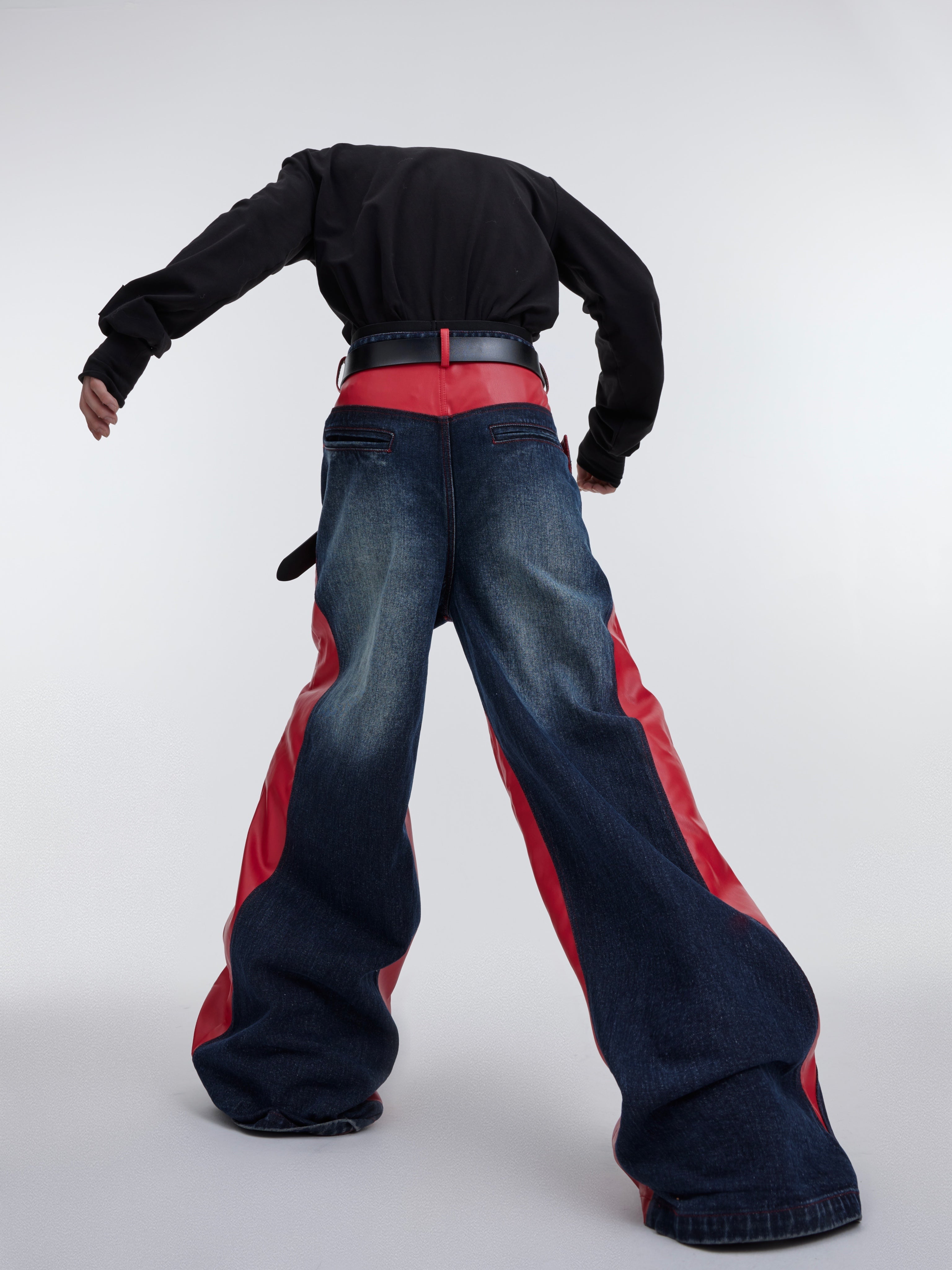 【25s Jul.】Washed Patchwork Contrasting Jeans
