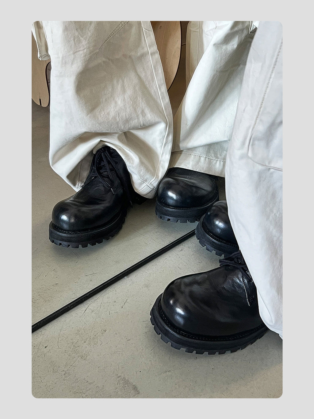 Washed Leather Thick-soled Round-toe Derby Shoes