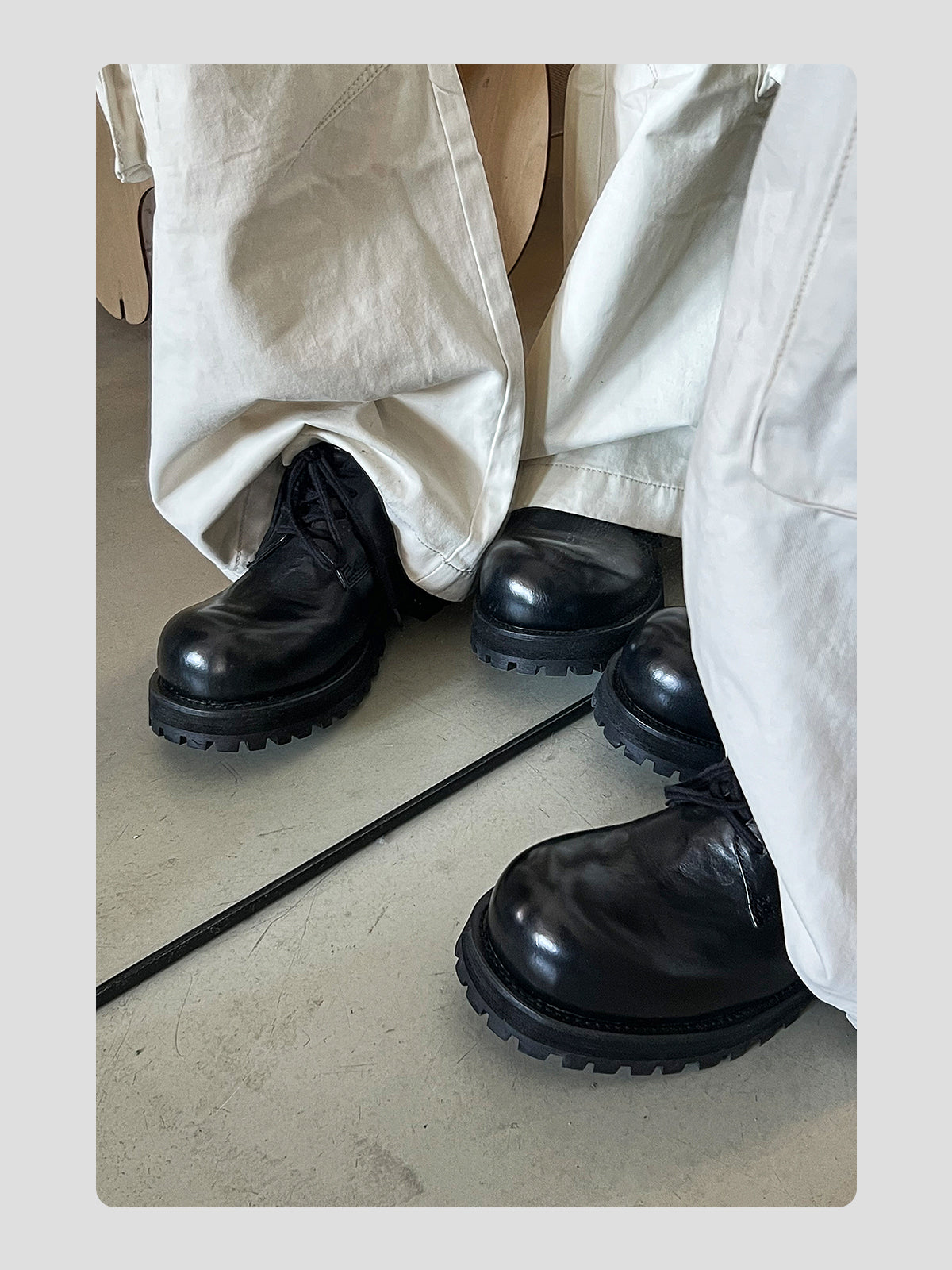 Washed Leather Thick-soled Round-toe Derby Shoes