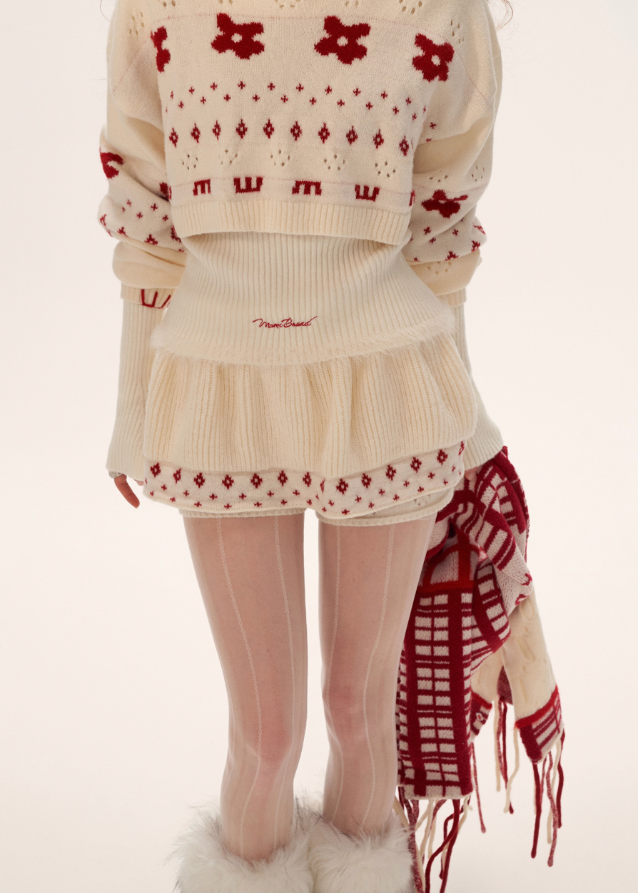 Star Flower Knit  Lazy Crop Sweater Drop