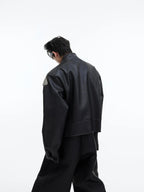 【23s September.】Metallic Logo 3D Deconstructed Leather Jacket