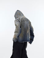 【24s January.】Retro Distressed Hooded Denim Jacket