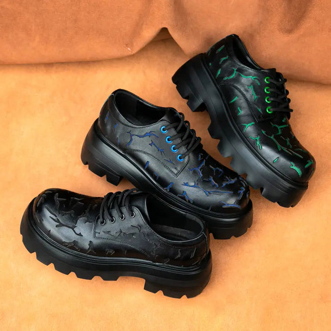Burst Crack Platform Leather Shoes Main Image