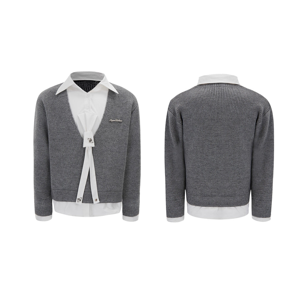 【25s Jan.】Shirt Mock Two Piece Stitching Sweater