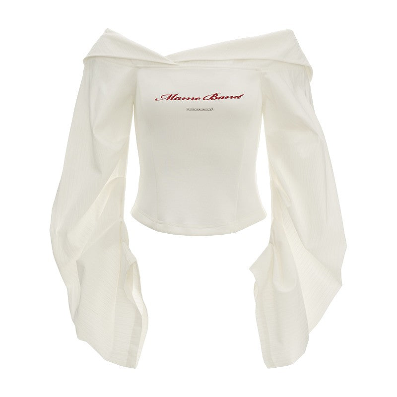 Lantern sleeve white shirt and bra