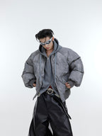 【23s November.】Distressed Mock Two-piece Design Sweatshirt Patchwork Cotton Jacket