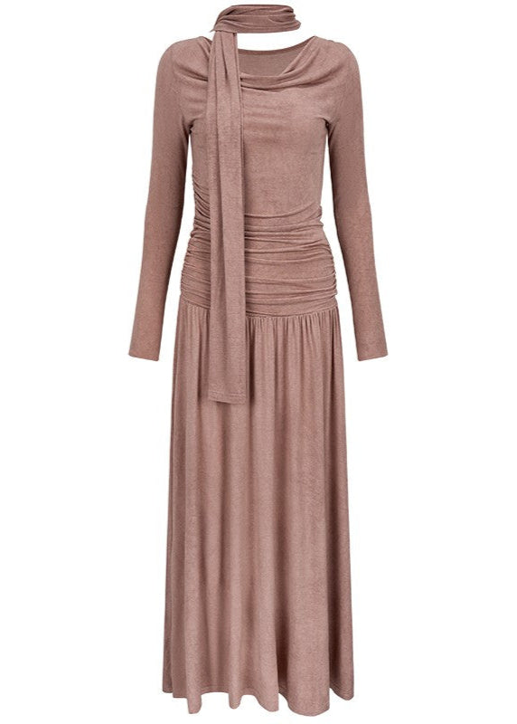 French long-sleeved knitted skirt dress