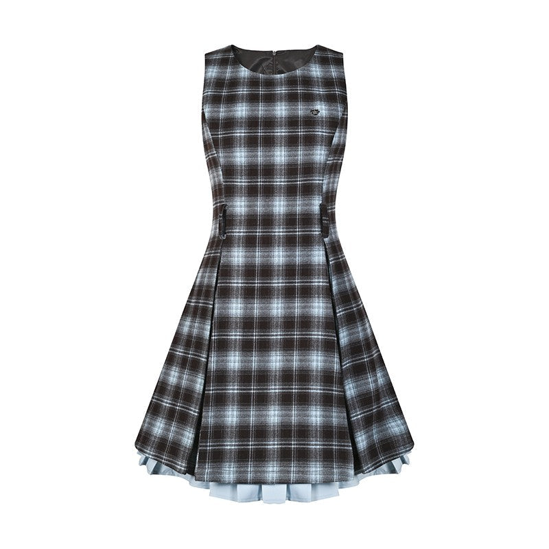 Preppy Plaid A-Line Vest Dress