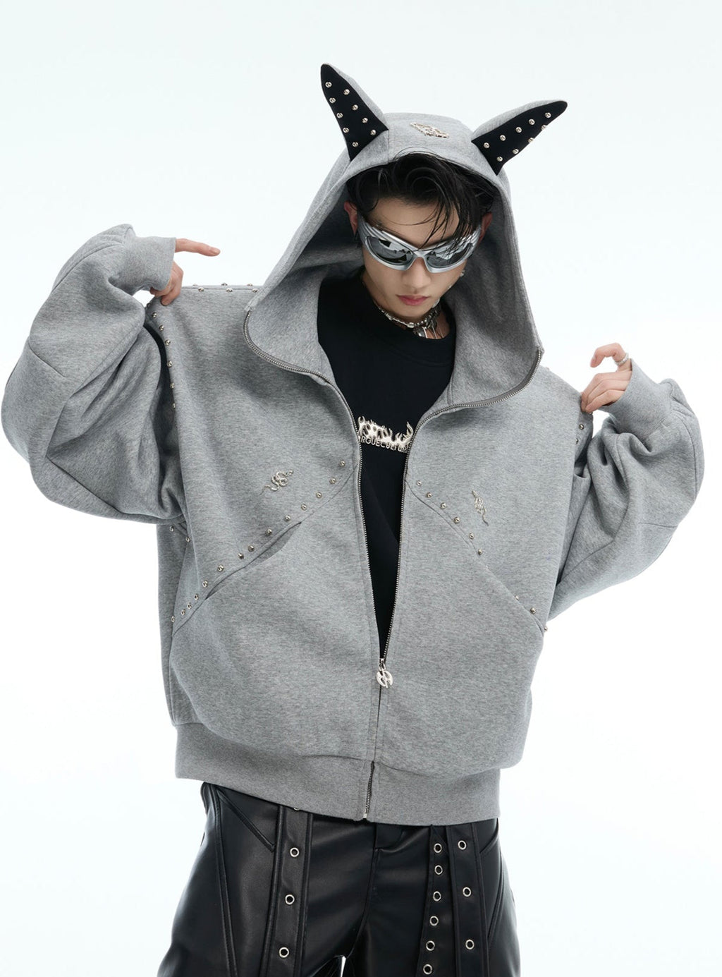 【25s Feb.】Rivet Stitching Doberman Hooded Couple Jacket