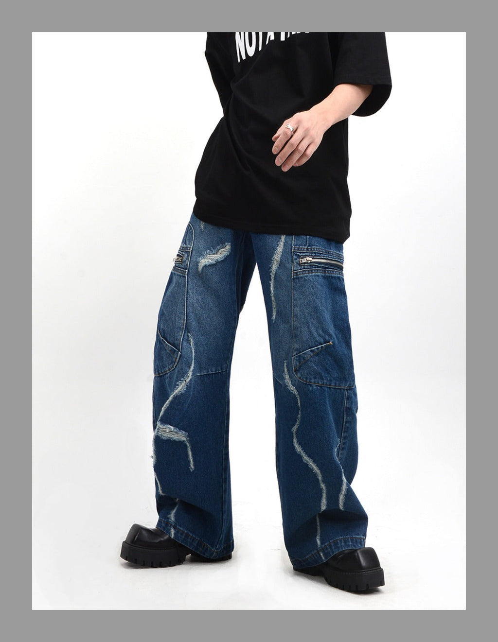 【25s Feb.】Distressed Wide-leg Straight-leg Loose Jeans