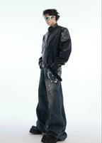 【25s Aug.】3D Relief Motorcycle Armor Leather Jacket