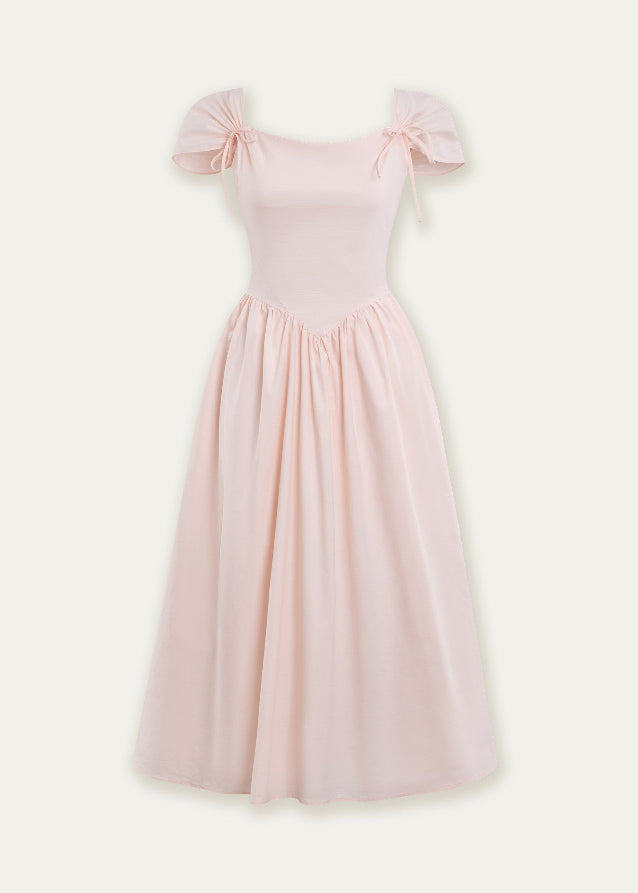 Pink Swing Neck Strap Midi Dress