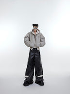 【23s November.】Distressed Mock Two-piece Design Sweatshirt Patchwork Cotton Jacket