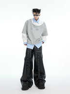 【25s Mar.】Niche Heavyweight Mock Three-piece Contrast Color Stitching Sweatshirt