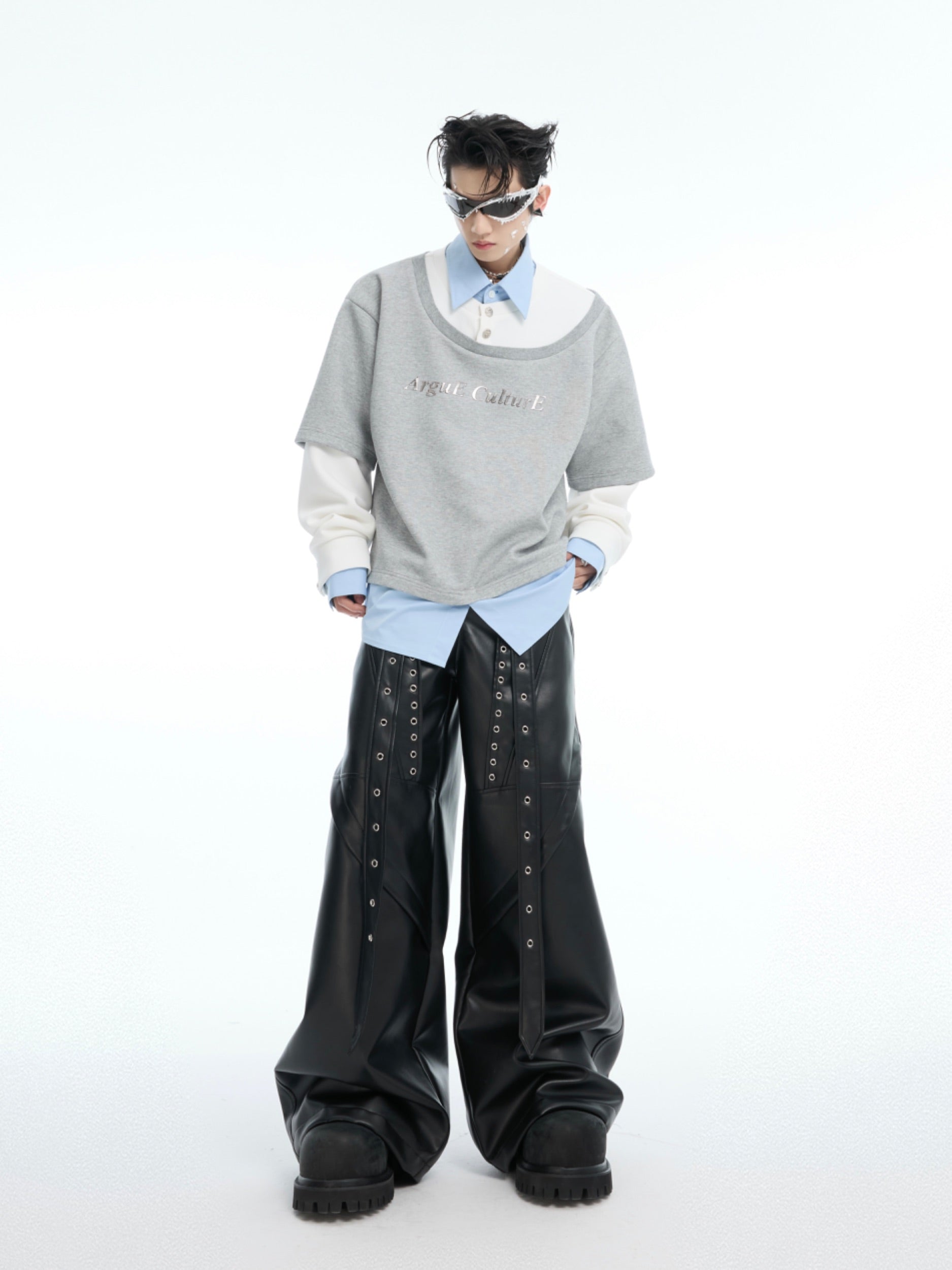 【25s Mar.】Niche Heavyweight Mock Three-piece Contrast Color Stitching Sweatshirt