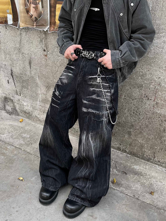 【25s Jan.】Lightning Pattern Wide-leg Jeans Main Image